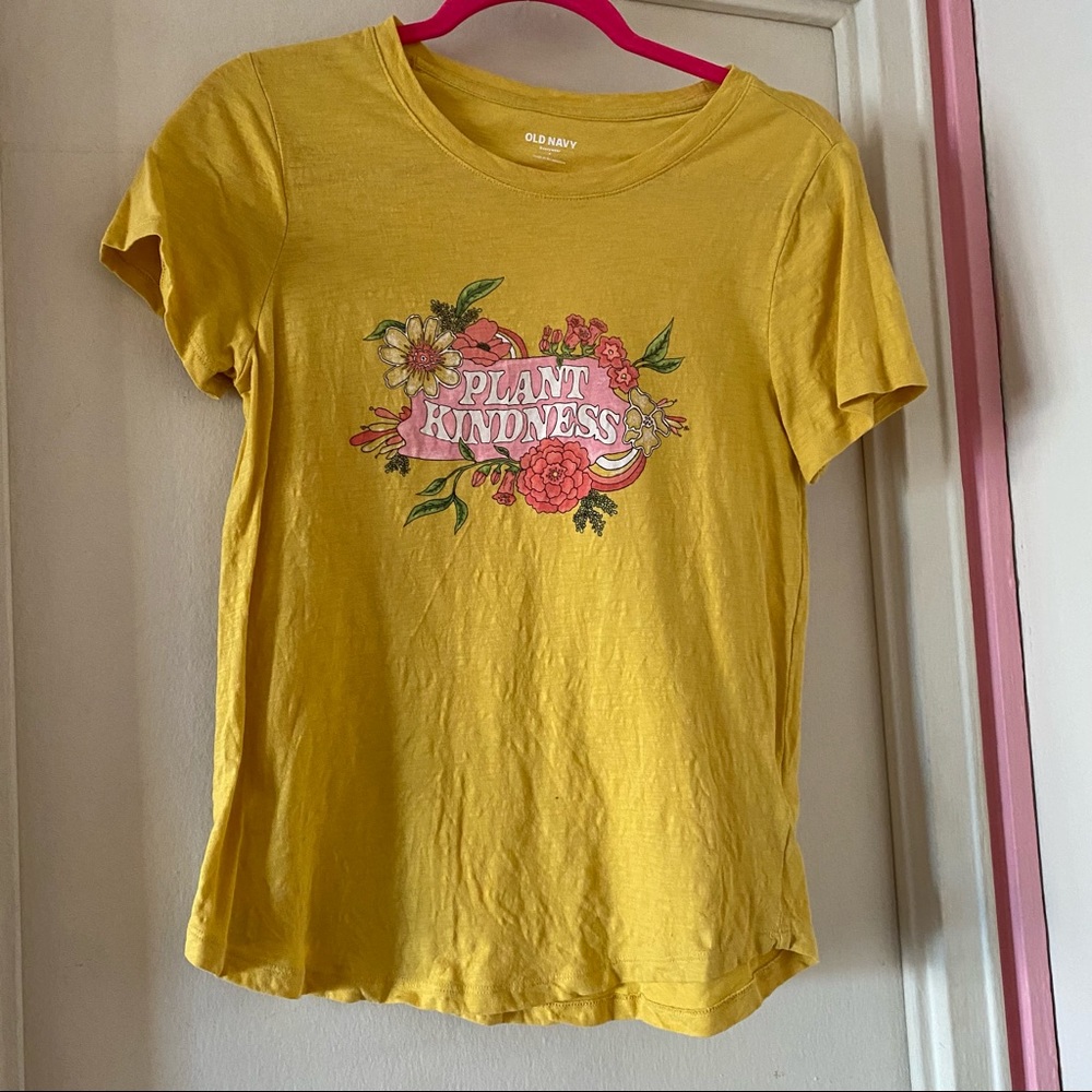 Old Navy Yellow Plant Kindness Floral Print T-Shirt